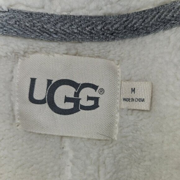 Ugg Faux Shearling Shawl Cardigan Size Medium Heather Gray Cream Ivory - Picture 10 of 16